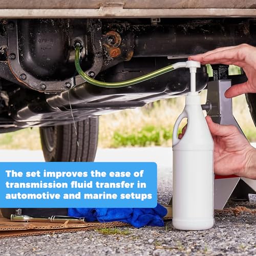 Lower Unit Gear Oil Pump for 28mm Standard Quart Bottles,Transmission Fluid Pump w 3/8" Metal Swivel,8mm 10mm Adapter,10CC per Pump Transfer Gear Lube Manual Pump Fit Marine Boat Outboard (1PCS)