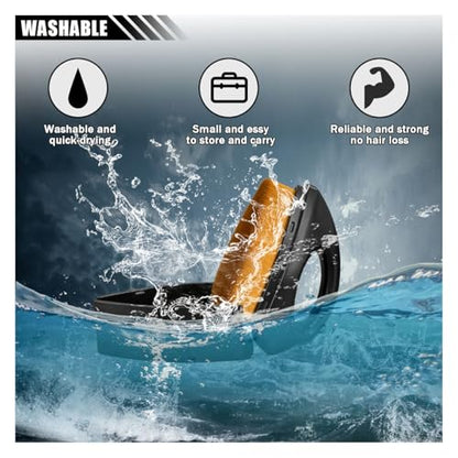 LAINLOY Car Tire Shine Brush, Soft Bristles Car Tire Wash Detailing Brush with Storage Case, Portable Car Cleaning Supplies, High-Density Auto Tire Applicator Brush (Brown)