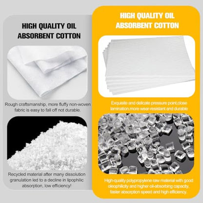 PONO 50pcs Oil-Only Absorbent Mat Pads, 15" x 20" Oil Absorbing Mats | Absorbs Oil and Fuel | Heavyweight Spill Absorbent Pads for Bilges, Boats, Vehicles and Tools - White