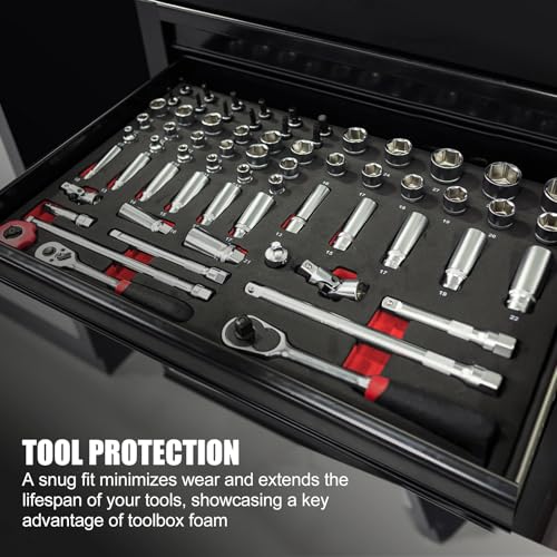4 pcs Tool Box Foam 17.3x12x1.8 inch Tool Foam Inserts for Cases Box Organizer for Toolbox Cabinet Chest Drawer Storage Craft - size: 15.75x11x1.57 inch