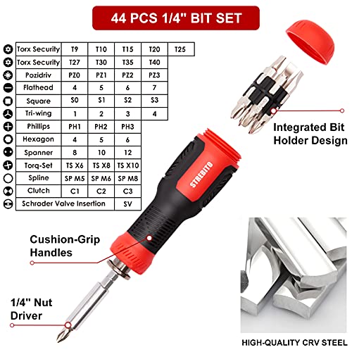 STREBITO Precision Screwdriver Set 191-Piece Multi-Bit Screwdriver 1/4 Inch Nut Driver Home Improvement Tool Electronic Repair Kit for Computer, iPhone, Laptop, PC, Cell Phone, PS4, Xbox, Nintendo - color: Red
