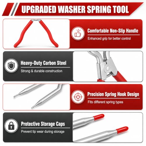 383EER4001A Washer Spring Expansion Tool Compatible with LG Samsung Kenmore | Front Load Door Boot Spring Clamp Tool, Replaces 1268535 PS3569695, Expands 2" to 5.83" for Washer Repairs - color: Red（2” to 5.83“)