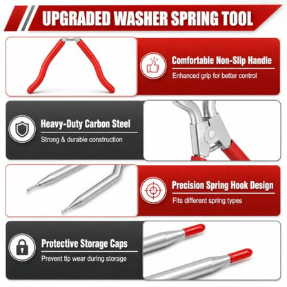 383EER4001A Washer Spring Expansion Tool Compatible with LG Samsung Kenmore | Front Load Door Boot Spring Clamp Tool, Replaces 1268535 PS3569695, Expands 2" to 5.83" for Washer Repairs - color: Red（2” to 5.83“)