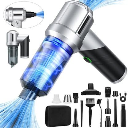 Handheld Car Vacuum Portable Cordless with 18000PA Super Suction, 4 in 1 Portable Air Blower/Car Vacuum 90°Foldable Rechargeable Brushless Motor, Gifts for Men for Home, PC