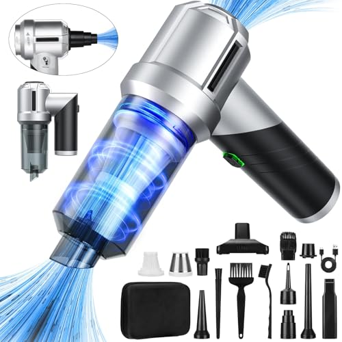 Handheld Car Vacuum Portable Cordless with 18000PA Super Suction, 4 in 1 Portable Air Blower/Car Vacuum 90°Foldable Rechargeable Brushless Motor, Gifts for Men for Home, PC