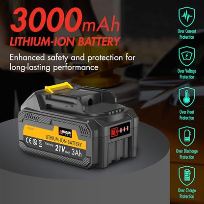 Wagan EL6404 OneVolt Cordless Polisher 10 XL Dual Action 10 Inch Buffer Kit with Dual-Handle, 6 Variable Speed 1500–3000 RPM, Includes 21V 3.0Ah Rechargeable Battery for Car Waxing and Detailing