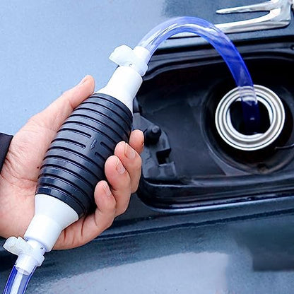 Manual Siphon Fuel Transfer Pump for Gasoline Oil and Water, Portable Hand Liquid Siphon Pump with 1.5m PVC Hose and Metal Clamps, High Flow Transfer Kit for Cars Boats and RVs
