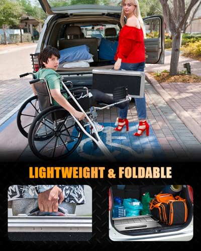 VNN Portable Wheelchair Ramp 2FT, Non-Slip Aluminum Ramps for Wheelchairs for Home, Handicap Wheelchair Ramps for Home Steps, Aluminum Loading Dock Plates - size: 2FT (Usable height 2-6 inch)