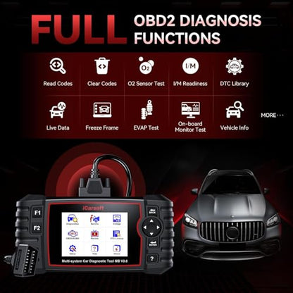 iCarsoft MB V3.0 Bidirectional Scan Tool for Most Mercedes-Benz/Sprinter/Smart 39 Reset Service All System Scanner Full Active Test Quick Auto VIN Diagnostic Tool Car Code Reader with 38 Pin for Benz