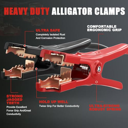 Jumper Cables,Heavy Duty 4 Gauge 20 Feet Battery Booster Cable for Car,Automotive Jumping Wires with Alligator Clamps,Carrying Bag,Safety Gloves and Iron Brush for Cars Trucks - size: 4 Gauge 20 feet (Standard)