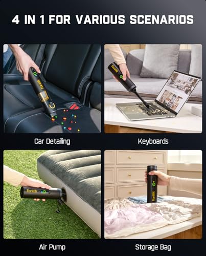 Fanttik Slim V10 Mate Cordless Car Vacuum, 4-in-1 Portable Mini Handheld Vacuum, 17000pa Suction Power, Upgraded Smart Display, 2 Suction Modes for Car, Office Desk, Keyboards