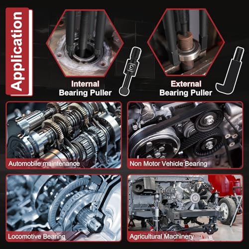 33-in-1 Bearing Puller Kit, Upgraded Heavy-Duty Wheel Bearing Removal Tool & Blind Hole Puller Set with Non-Slip Handle for Automotive, Industrial, Farm Use, Includes Portable Case (33in1-puller) - size: 33in1-puller