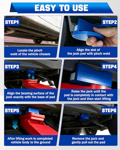 Magnetic Pinch Weld Jack Adapter, Blue, One Pack | Aluminum, Slotted Jack Pad, Universal Jack Puck, For Floor Jack, Safe Lifting for Cars SUVs Trucks - color: Blue