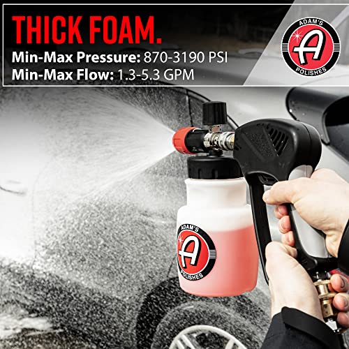 Adam's Polishes Premium Foam Cannon - Custom Snow Foam Cannon Soap Sprayer for Car Wash | Sprayer Cannister for Pressure Washer - size: Premium Foam Cannon + Snub Nose + Tips