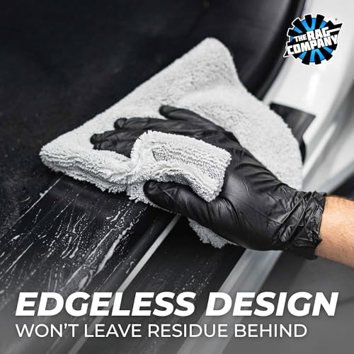 The Rag Company - Creature Edgeless Auto Detailing Towels; Professional 70/30 Blend, Dual-Pile Plush Microfiber, Buffing & Polishing, 420gsm - 16in x 16in - Ice Grey - 10-Pack - color: Ice Grey