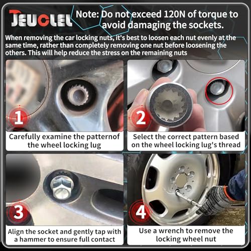 20PCS Wheel Lock Nut Key Kit Compatible with Porsche VW Touareg | Wheel Lock Nut Socket Adapter Set, Anti-Theft Lug Removal Tool, Anti-Theft Screw Remover, Repair Tool, Tyre Fitting, garage - color: 20PCS