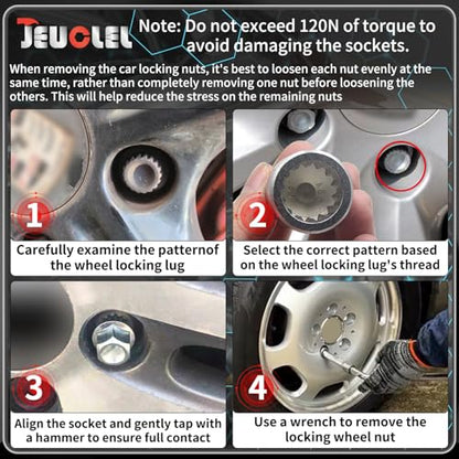 20PCS Wheel Lock Nut Key Kit Compatible with Porsche VW Touareg | Wheel Lock Nut Socket Adapter Set, Anti-Theft Lug Removal Tool, Anti-Theft Screw Remover, Repair Tool, Tyre Fitting, garage - color: 20PCS