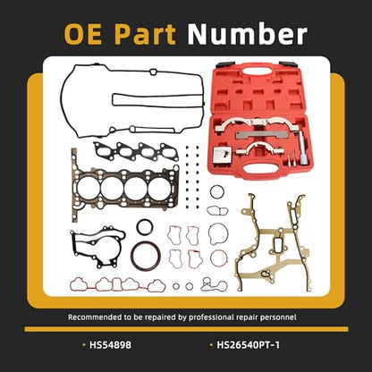 Head Gasket Set with Timing Tool Kit 1.4L Compatible with Chevrolet Cruze 1.4L Gas DOHC VIN-B C 9 2011-2015, Replace# HS54898, HS26540PT-1 (42PCS)