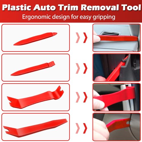 Doaho 7 Pcs Car Trim Removal Tool Kit with Non-Scratch Plastic Pry Tool and Fastener Clip Pliers for auto Safe Interior Car Panel Detachment, Dashboard, Door Clips & Upholstery – Red - color: Red-7 Pcs Trim Removal Tool Kit
