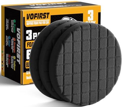 Polishing Pad 6.5 Inch, 3Pcs Black Light Cut Foam Buffing Pads for Car Buffer Polisher, Finishing, Polishing and Waxing - color: Black, size: 6.5 - Inch
