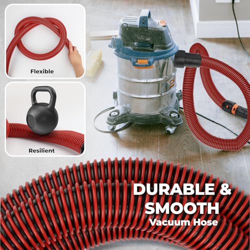 10 FT 1 1/4 Dust Collection Hose Kit Vacuum Hose Adapter Kit for Home and Shop Vacuums System,6 Adapters Fits with Multi-Brands,Quick Switchable Woodworking Power Tool and Sander vacuum hose - size: 10 Ft