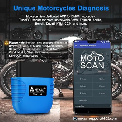 NEXAS NexLINK Bluetooth OBD2 Scanner for Car - Check Engine Light Code Reader with Live Data & Performance Test, Wireless Diagnostic Scan Tool with Resets for All US Vehicles, Works with iOS Android - size: obd2 scanner