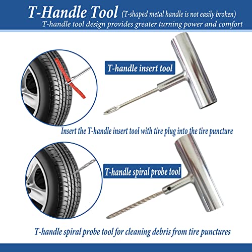 Tire Repair Kit, 68pcs Heavy Duty Tire Plug Kit, Universal Tire Repair Tools Flat Tire Puncture Repair for Car, Motorcycle, Truck, SUV, RV, ATV, Tractor, Trailer Fix Punctures and Plug Flats Patch Kit - size: 68pcs