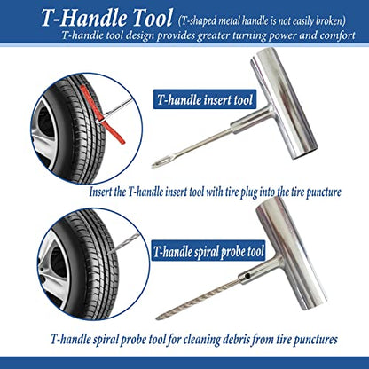 Tire Repair Kit, 68pcs Heavy Duty Tire Plug Kit, Universal Tire Repair Tools Flat Tire Puncture Repair for Car, Motorcycle, Truck, SUV, RV, ATV, Tractor, Trailer Fix Punctures and Plug Flats Patch Kit - size: 68pcs