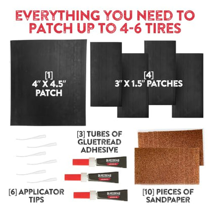 GlueTread SXS Sidewall Tire Repair Kit Tire Patch Kit - Off-Road Sidewall Reinforcement for UTVs - Durable Rubber Patches with Strong Bond - Easy Application, Fast Setting