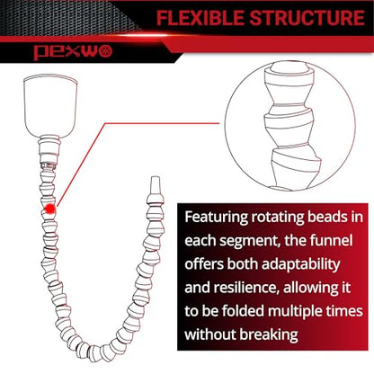 25.6 Inch Flexible Long Oil Funnel for Automotive Use, Bendable Hands-Free Transmission Fluid Spout, Universal Long Neck Filling Tool for Car Engine Oil, Coolant & Water, Reusable & Collapsible