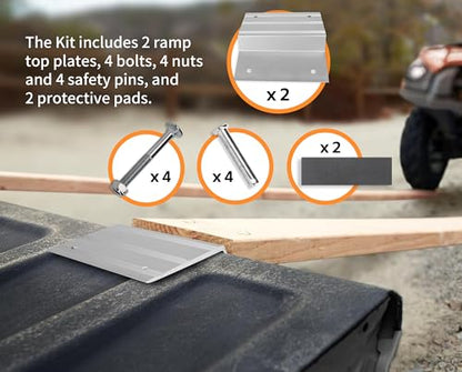 MaxxHaul 50946 Aluminum Ramp Top Kit - Designed for 2"x8" Boards for Car, Trucks, Trailer, Driveway, Shed, Lawn Mower