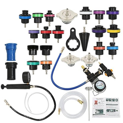 LABLT 28 PCS Universal Vacuum Radiator Test Detection Tool Coolant Pressure Tester Kit