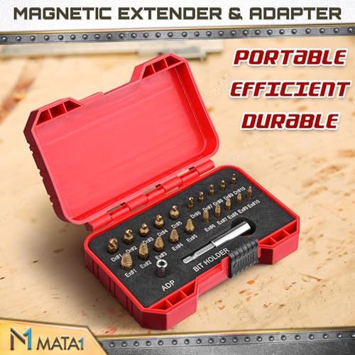 Titanium Screw Extractor Set for Stripped, Broken, Damaged Screws - 22 pc, Silver & Gold - Remover Kit with Drill Bits, Extractors, Bit Extension & Socket Adapter - color: Gold & Silver
