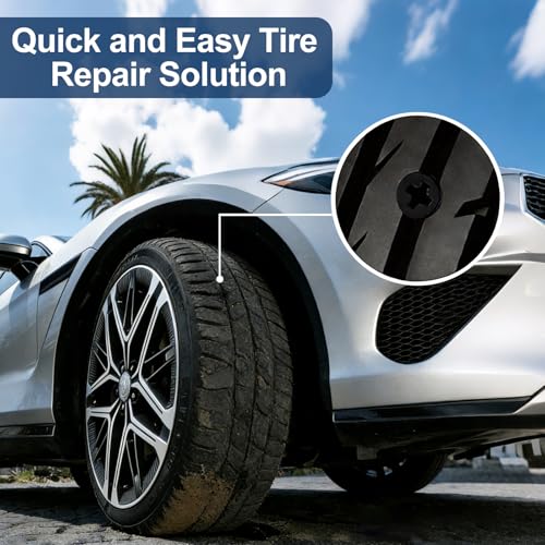 72 PCS Tire Repair Rubber Nail Kit, Vacuum Tire Repair Kits Spiral Rubber Screws, Quick Self-Service Tool for Car, Truck, Motorcycle, Tractor Tire Puncture Repair (72 PCS Screwdriver included)
