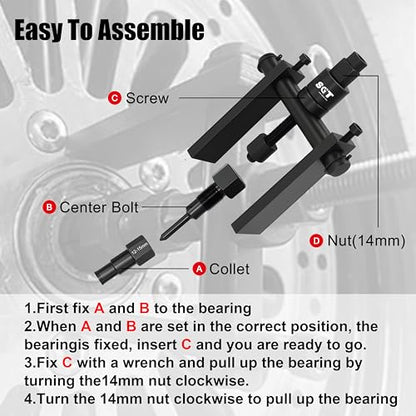 SGT 12pcs Blind Hole Collet Bearing Puller Set,Internal Bearing Extractor Puller Kit,Motorcycle Bicycle Wheel Bearing Removal Tool,Slide Hammer Bearing Puller with Expandable Collets 8-32mm