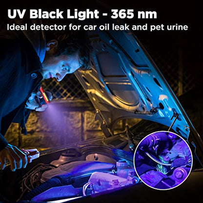 WORKPRO Rechargeable Pen Light, 450 Lumen LED Flashlight with UV Light | Dual Light Sources, Multifunctional Inspection Light, Mechanics Repair Tool, Outdoor Emergency Lighting - color: Red