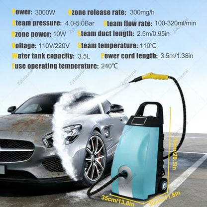Multi-Purpose Steam Cleaner - 3000W High-Pressure Continuous Steam Washer for Home, Car, Hotel & AC Cleaning | Floor Steam Cleaner for Home Appliances & Auto Detailing Blue - color: Blue
