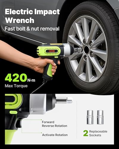 VEVOR Electric Car Jack 5 Ton Car Jack Hydraulic with Electric Impact Wrench, LED Light Hydraulic Auto Repair Tool, 135-360 mm Lifting Range for SUV MPV Sedan Truck Repair