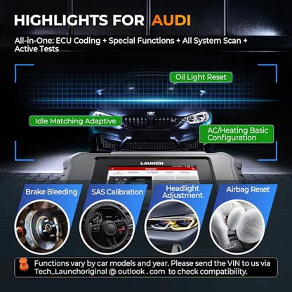 LAUNCH X431 Creader Elite 2.0 BBA OBD2 Car Scanner for BMW/Mercedes-Benz/VW/Audi/Maybach/Mini/RollsRoyce, Full System Bidirectional Scan Tool, ECU Coding, Full Reset Services, Lifetime Free Update