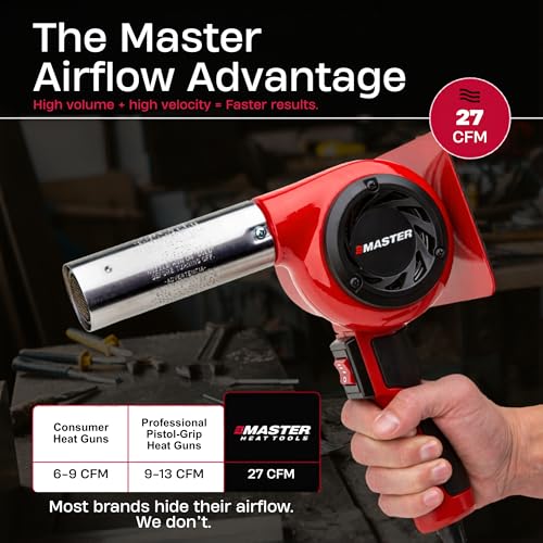 Master Appliance HG-501D Industrial Heat Gun, High Airflow, Quick Change Plug-In Heating Element, 1200F, 120V, 1740W, 14.5 Amps, Engineered In USA - style: HG-501D, 120V