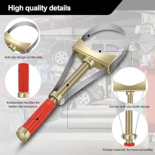 Heavy Oil Filter Wrenches, Strap Wrench, Adjustable Oil Filter Wrench Removal Tool for Trucks Excavators -Adjustable Strap 9-15 cm Diameter