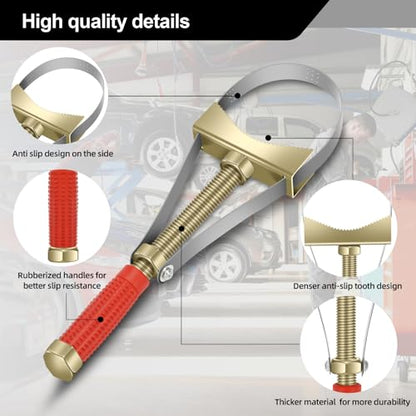 Heavy Oil Filter Wrenches, Strap Wrench, Adjustable Oil Filter Wrench Removal Tool for Trucks Excavators -Adjustable Strap 9-15 cm Diameter