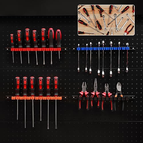 CASOMAN 10 pcs Screwdriver Organizer and Wrench Organizer, Wall Mount, Hand Tool Holder, Plastic Rail Wrench Hanger with Clips - size: 10pcs