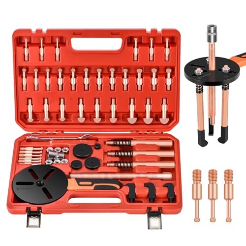 55-in-1 Bearing Puller Kit, Upgraded Heavy-Duty Wheel Bearing Removal Tool & Blind Hole Puller Set with Non-Slip Handle for Automotive, Industrial, Farm Use, Includes Portable Case (55in1-puller) - size: 55in1-puller