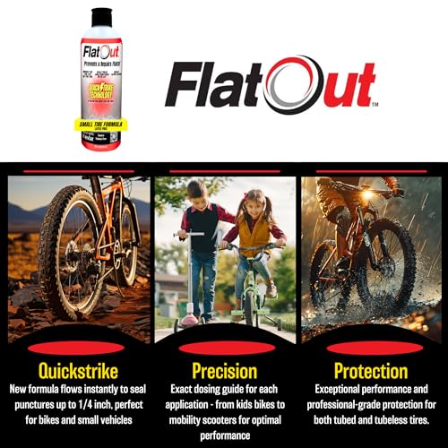 QuickStrike Tire Sealant - Small Tire/Bicycle Formula - NEW Formula - Prevents Flat Tires - Seals Leaks - Contains Kevlar - Tubeless Tire Sealant - 32 Ounce Bottle - size: 32 Fl Oz