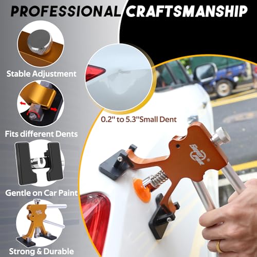 Super PDR Paintless Dent Repair Kit - Professional Puller with 100W Glue Gun LED Line Board and 64 Tabs T-Bar Slide Hammer - Auto Bodywork Tool Set for Car Door Ding Removal and Hail Damage