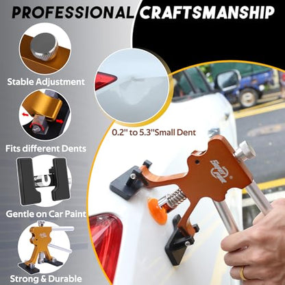 Super PDR Paintless Dent Repair Kit - Professional Puller with 100W Glue Gun LED Line Board and 64 Tabs T-Bar Slide Hammer - Auto Bodywork Tool Set for Car Door Ding Removal and Hail Damage