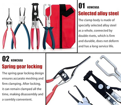 Set 4Pcs electrical connector disconnect tool,Fuel Line Pliers,9" Fuel Filter Caliper,electrical disconnect pliers for cars,Hose Pipe Clamp Clip