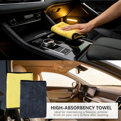 10PCS Car Wheel Cleaning Kit – Metal-Free Rim & Tire Brush Set with Wool Brush, Microfiber Cloths, Wax Pads & Storage Bag, Scratch-Free Detailing Tools for Cars Trucks SUVs RVs - size: 10PCS