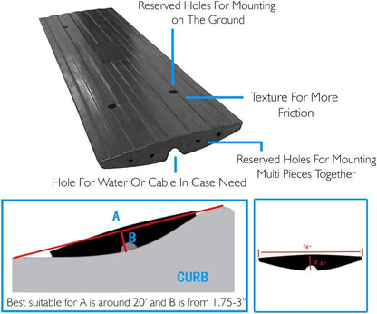Pyle Car Driveway Adjustable Curb Ramps - 3 Pack Heavy Duty Rubber Threshold Ramp Kit Set -For Loading Dock, Garage, Sidewalk, Truck, Scooter, Bike, Motorcycle & Wheelchair Mobility- PCRBDR23 - size: 3-Pack